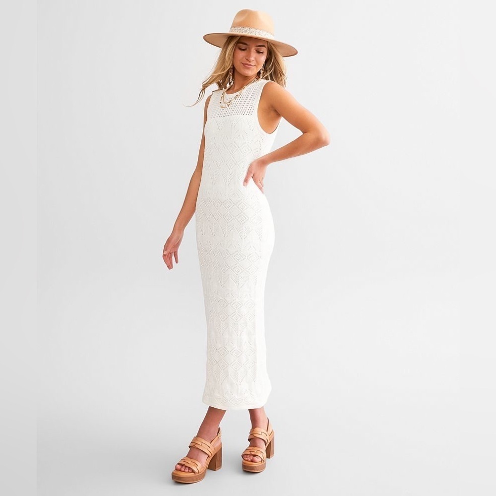 Z Supply White Crochet Knit Tank Maxi Dress NWOT